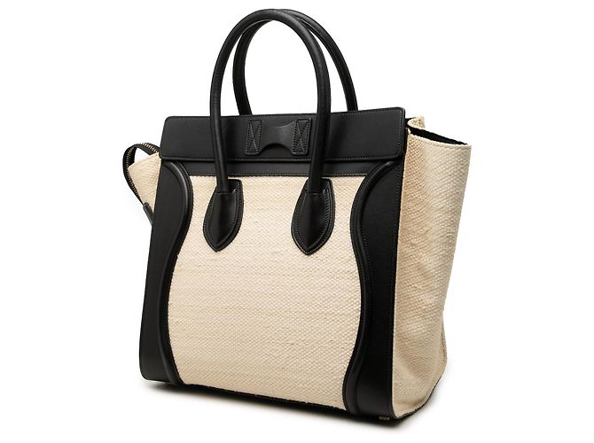 Céline Celine Mini Luggage Tote in tela e pelle bicolore marrone Beige - vista 2