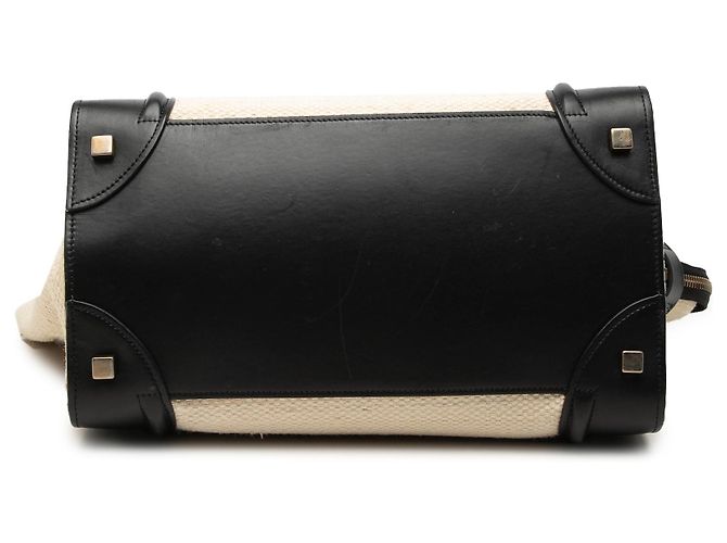 Céline Celine Mini Luggage Tote in tela e pelle bicolore marrone Beige - vista 3