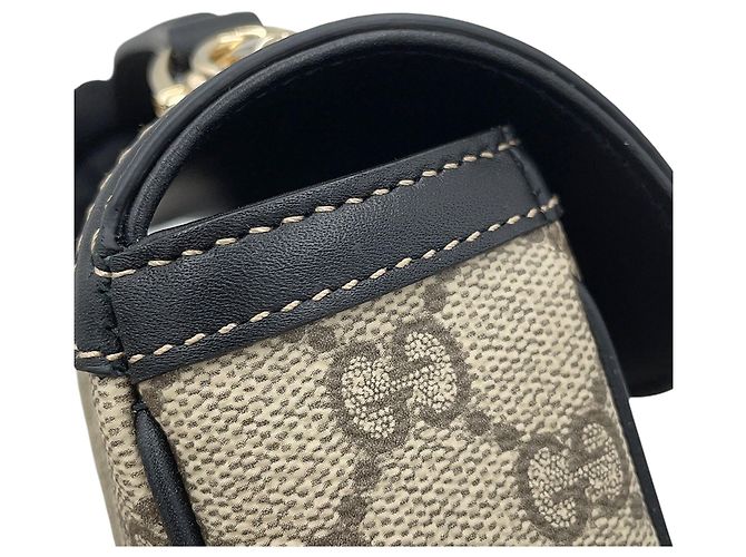 Borsa Gucci Beige GG Supreme Horsebit 1955 con manico superiore - vista 12