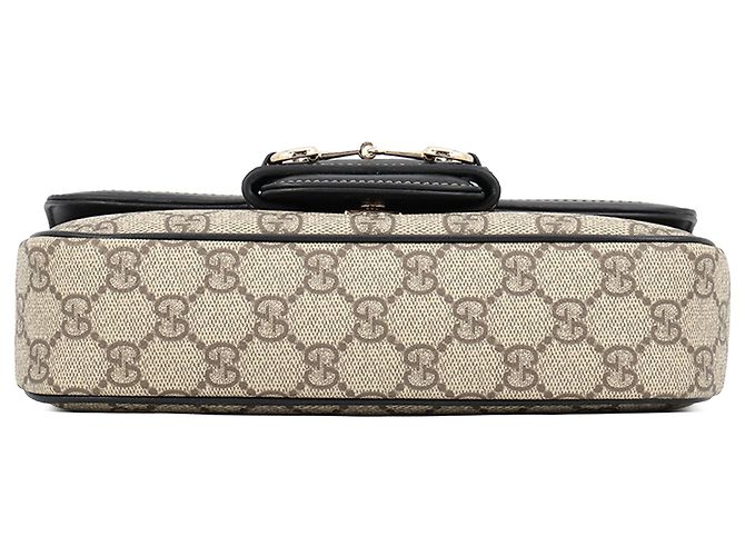 Borsa Gucci Beige GG Supreme Horsebit 1955 con manico superiore - vista 3
