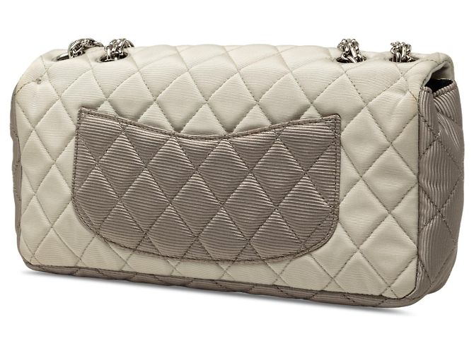 Chanel White Small Tricolor Quilted Jersey Reissue 2.55 East West Flap Bianco - vista 2