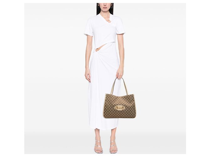 Gucci Horsebit 1955 Tote Medium aus beigem Canvas - Ansicht 6