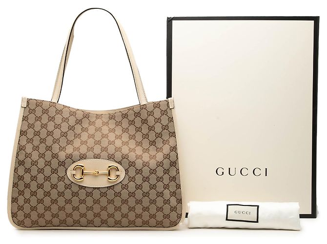Gucci Horsebit 1955 Tote Medium aus beigem Canvas - Ansicht 7