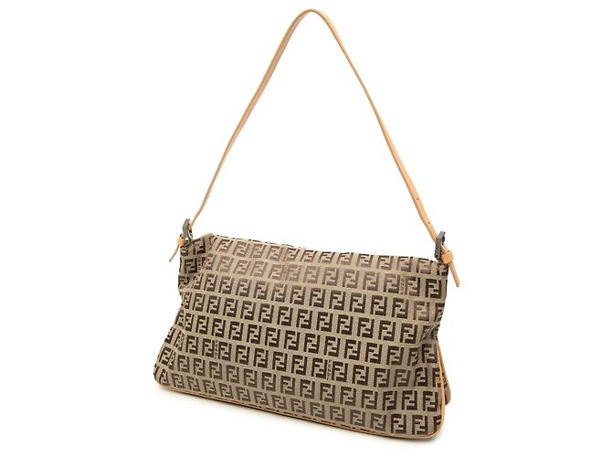 Borsa a tracolla Fendi Brown Zucchino Canvas con doppio lembo Marrone Marrone chiaro - vista 2
