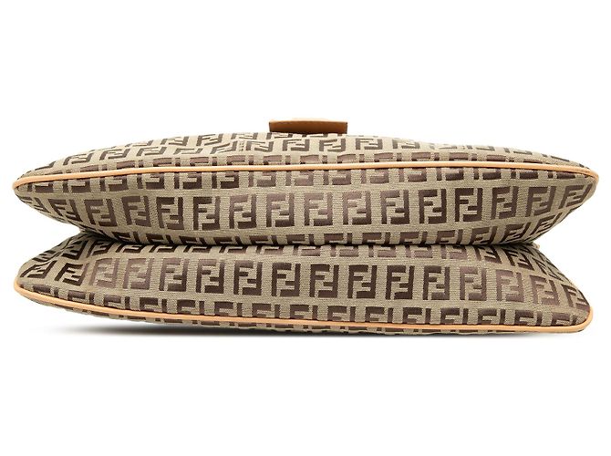 Borsa a tracolla Fendi Brown Zucchino Canvas con doppio lembo Marrone Marrone chiaro - vista 3