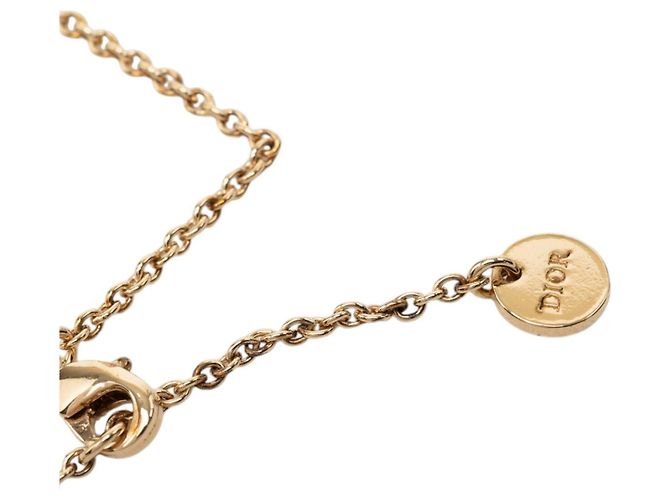 Autre Marque Collana lunga Dior Gold placcata oro con strass e perle sintetiche CD Tribal D'oro - vista 5