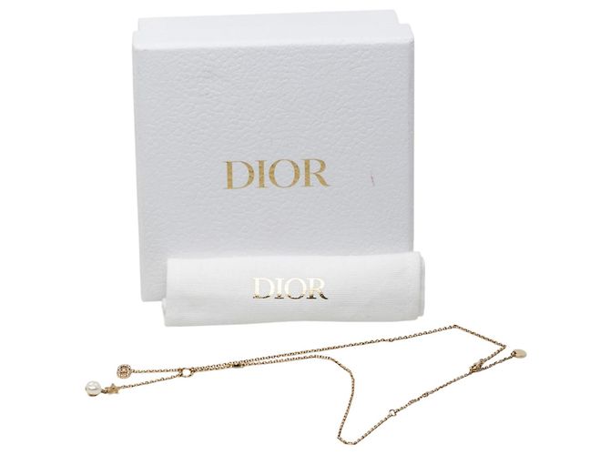 Autre Marque Collana lunga Dior Gold placcata oro con strass e perle sintetiche CD Tribal D'oro - vista 7