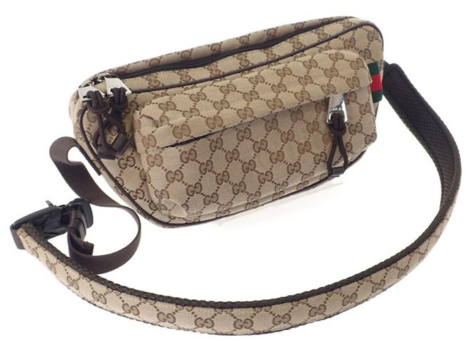 Gucci Beige Small GG Canvas Web Crossbody - vista 2