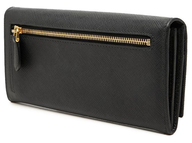 Prada Black Saffiano Bifold Long Wallet Schwarz - Ansicht 2