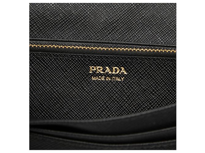 Prada Black Saffiano Bifold Long Wallet Schwarz - Ansicht 5