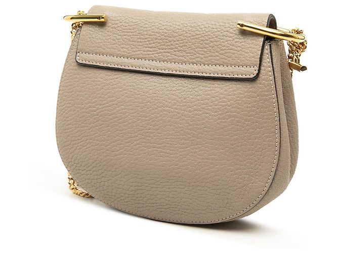 Chloé Mini Borsa a Tracolla Drew in Pelle di Agnello Grana Marrone Taupe - vista 2
