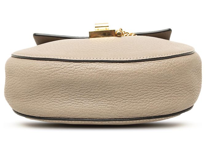 Chloé Mini Borsa a Tracolla Drew in Pelle di Agnello Grana Marrone Taupe - vista 3