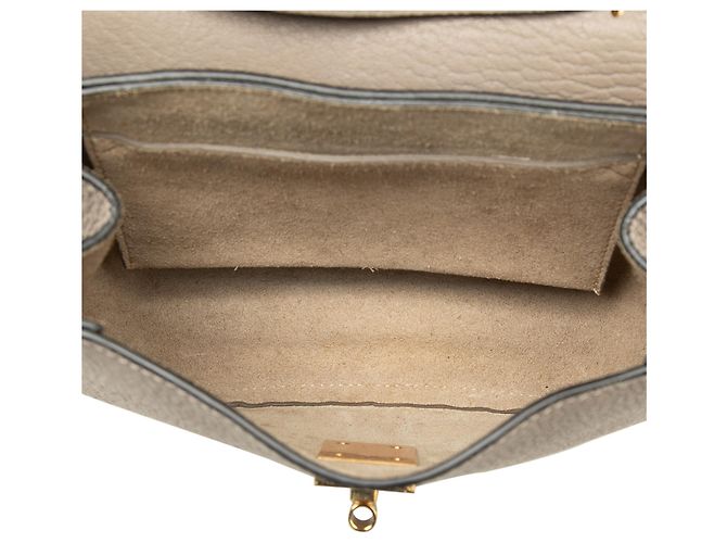 Chloé Mini Borsa a Tracolla Drew in Pelle di Agnello Grana Marrone Taupe - vista 4