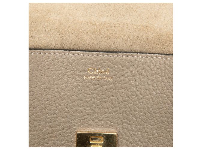 Chloé Mini Borsa a Tracolla Drew in Pelle di Agnello Grana Marrone Taupe - vista 5