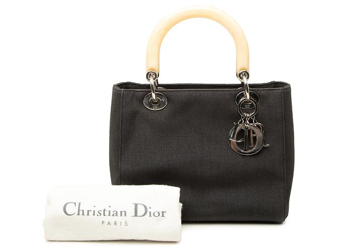 Autre Marque Dior Black Medium Canvas Lady Dior Preto - vista 7