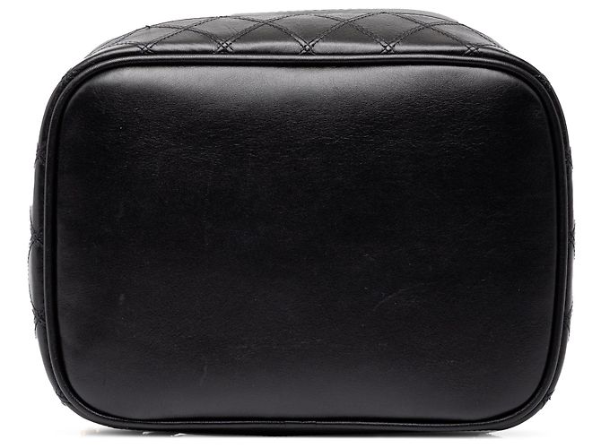 Borsa Vanity Chanel in pelle d'agnello matelassé nera con CC Nero - vista 3