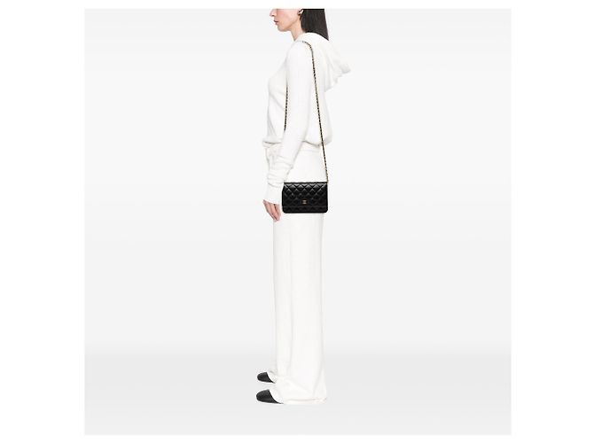 Chanel Black CC Quilted Caviar Wallet on Chain Schwarz - Ansicht 6