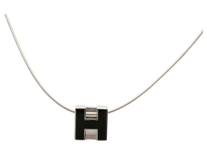 Collana con pendente Hermès Silver Palladium Plated Enamel Cage D H Argento - vista 2