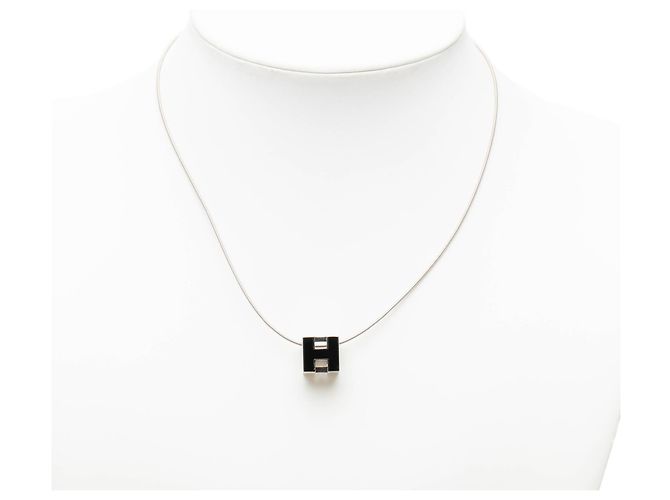 Collana con pendente Hermès Silver Palladium Plated Enamel Cage D H Argento - vista 5