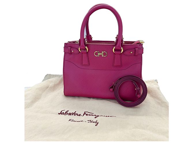 Borsa in pelle rosa Salvatore Ferragamo Double Gancini - vista 12