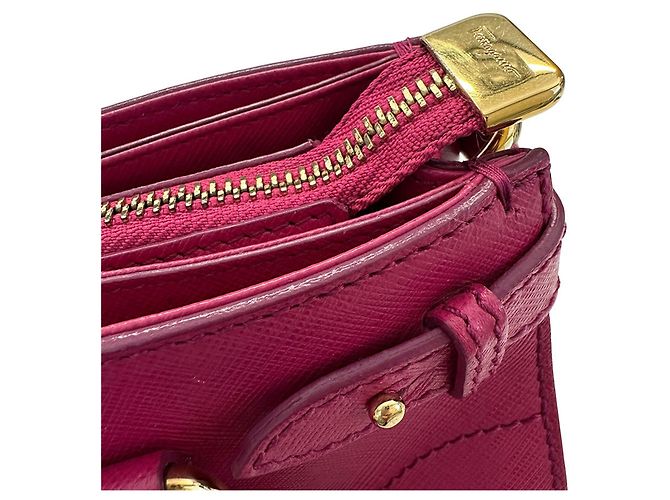 Borsa in pelle rosa Salvatore Ferragamo Double Gancini - vista 7
