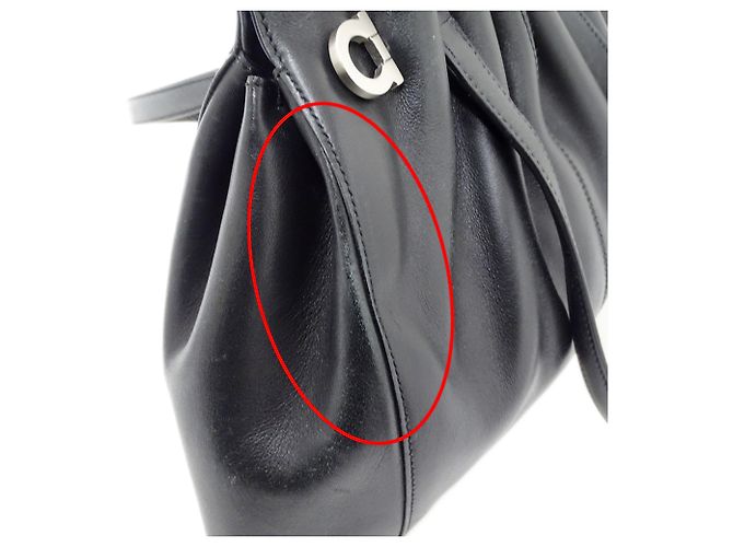 Gancini Borsa in pelle nera Salvatore Ferragamo Nero - vista 10