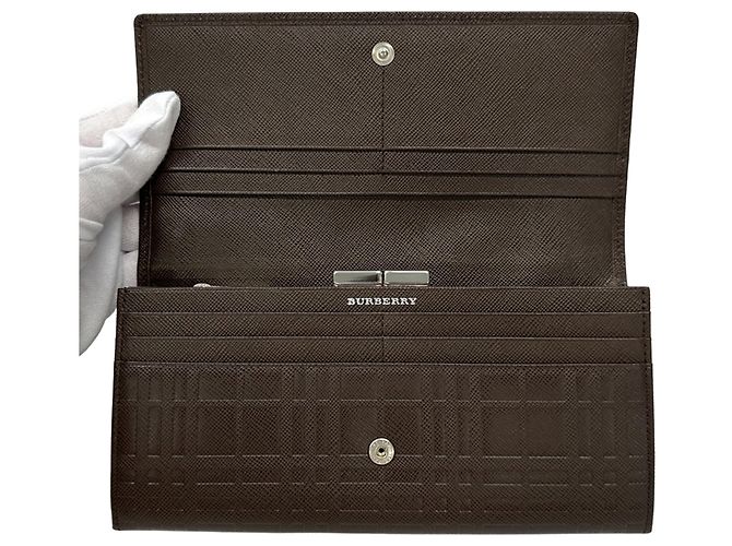 Cartera larga de piel Burberry Castaño - vista 4