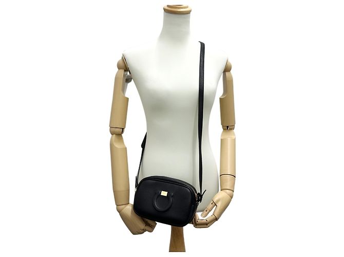 Gancini Mini borsa in pelle nera Salvatore Ferragamo Nero - vista 7