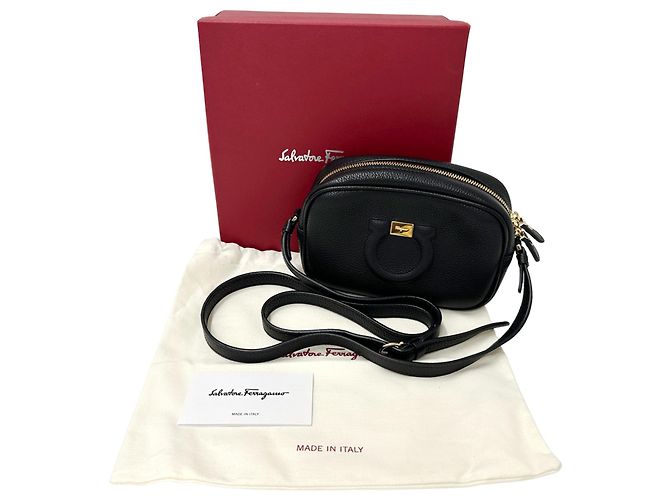 Gancini Mini borsa in pelle nera Salvatore Ferragamo Nero - vista 8