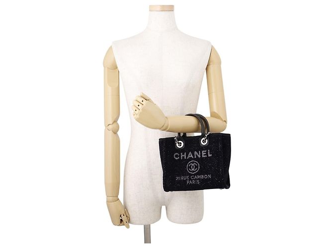 Borsa Tote Mini Chanel Deauville Nero - vista 4