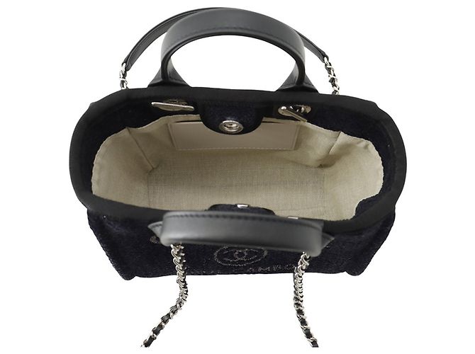 Borsa Tote Mini Chanel Deauville Nero - vista 6