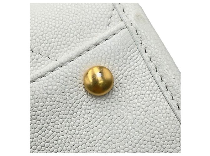 Saco Tote com corrente Chanel em couro de bezerro grão branco - vista 10