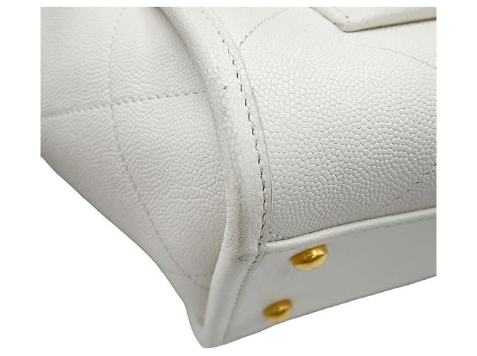 Saco Tote com corrente Chanel em couro de bezerro grão branco - vista 7