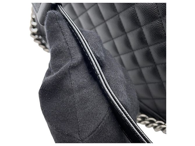 Borsa a tracolla Chanel in vitello martellato nero - vista 14