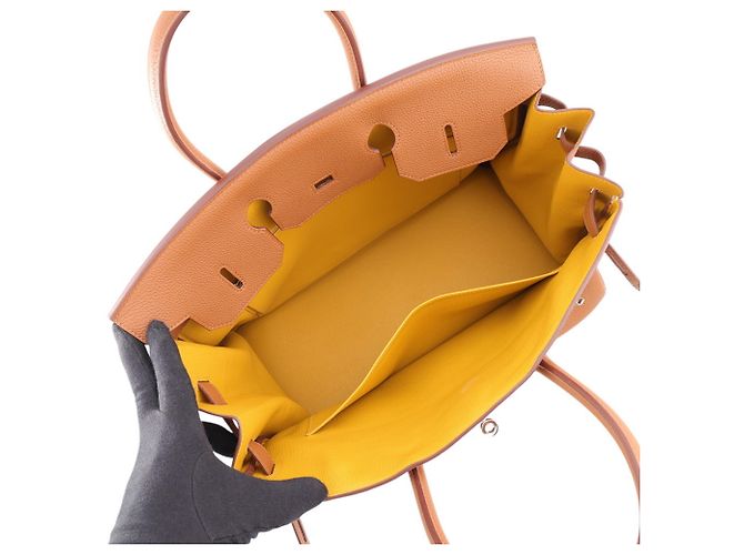 Hermès Borsa Hermes Birkin 35 in Gold e Yellow D'oro Giallo - vista 5