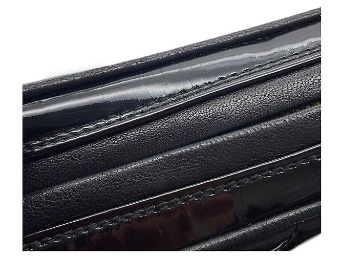 Borsa a tracolla con catena Chanel in pelle verniciata nera Nero - vista 11