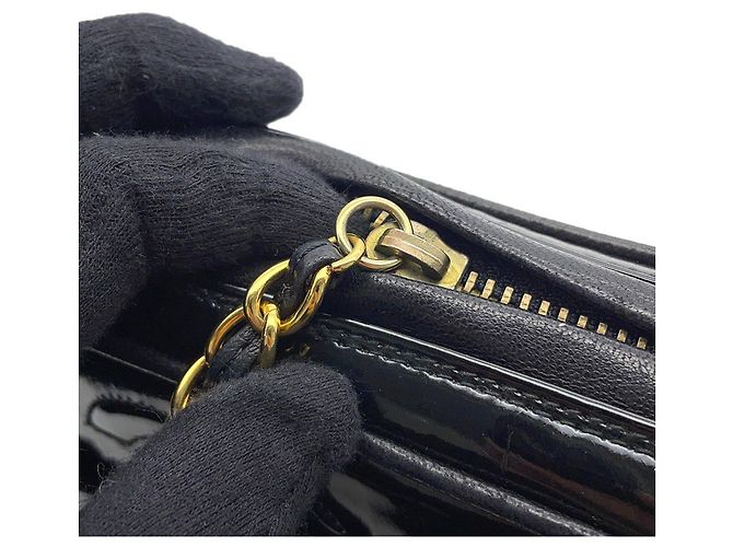 Borsa a tracolla con catena Chanel in pelle verniciata nera Nero - vista 13