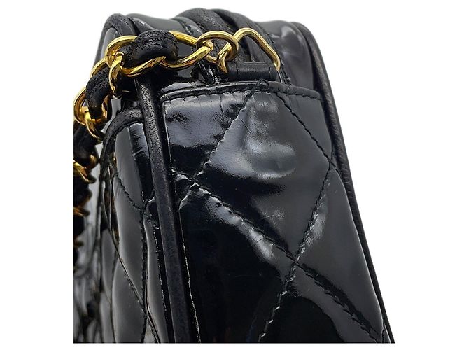 Borsa a tracolla con catena Chanel in pelle verniciata nera Nero - vista 7