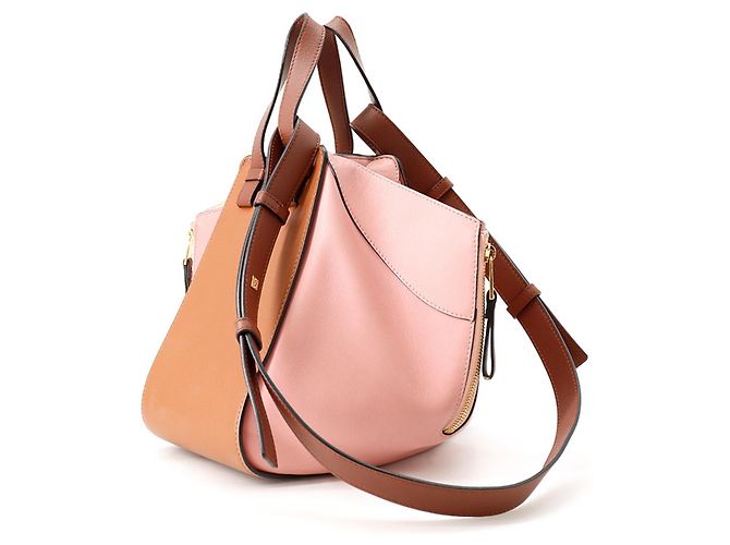Bolsa Loewe Hammock Small em pele de vitelo granulada Marrom Rosa - vista 2