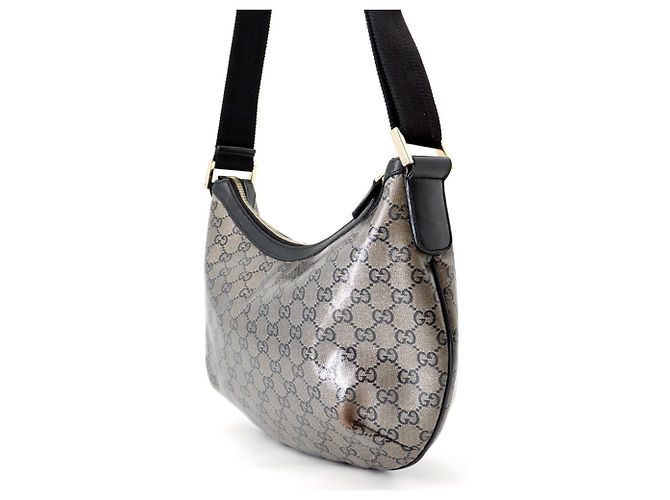 Borsa a tracolla Gucci GG Crystal Leather Marrone Nero D'oro - vista 2