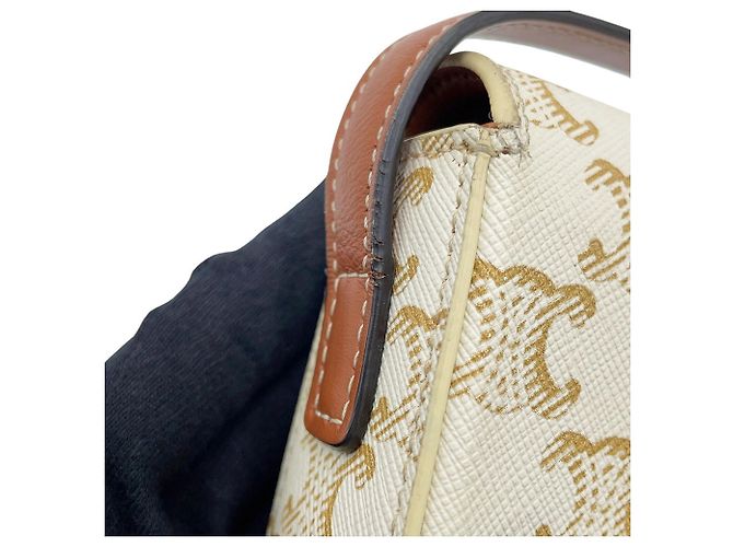 Céline Borsa a tracolla Celine Triomphe Claude Marrone Bianco - vista 12