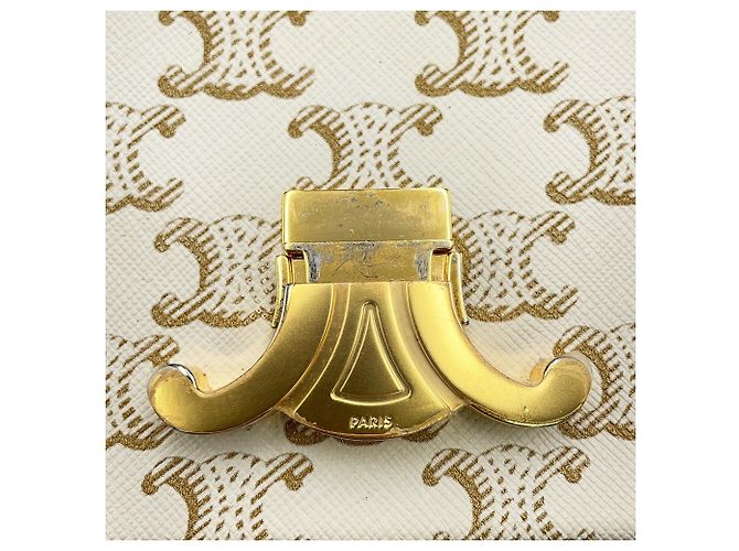 Céline Borsa a tracolla Celine Triomphe Claude Marrone Bianco - vista 13