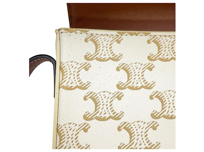 Céline Borsa a tracolla Celine Triomphe Claude Marrone Bianco - vista 14