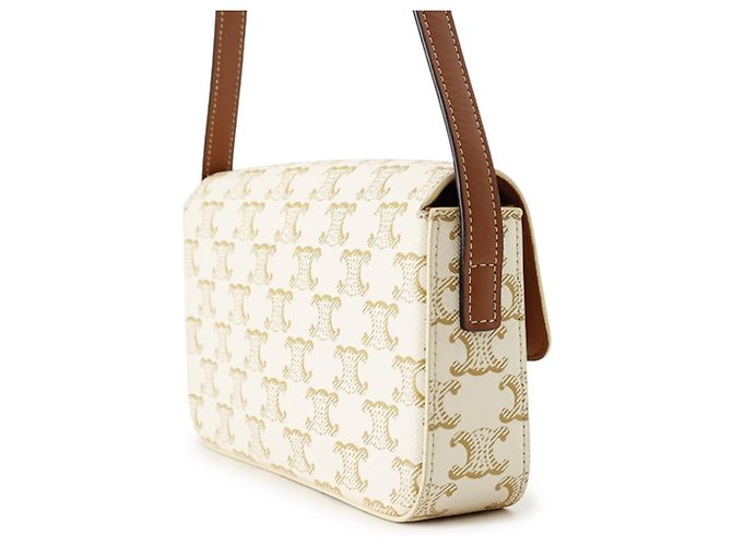 Céline Borsa a tracolla Celine Triomphe Claude Marrone Bianco - vista 2