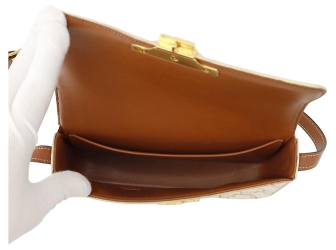 Céline Borsa a tracolla Celine Triomphe Claude Marrone Bianco - vista 6