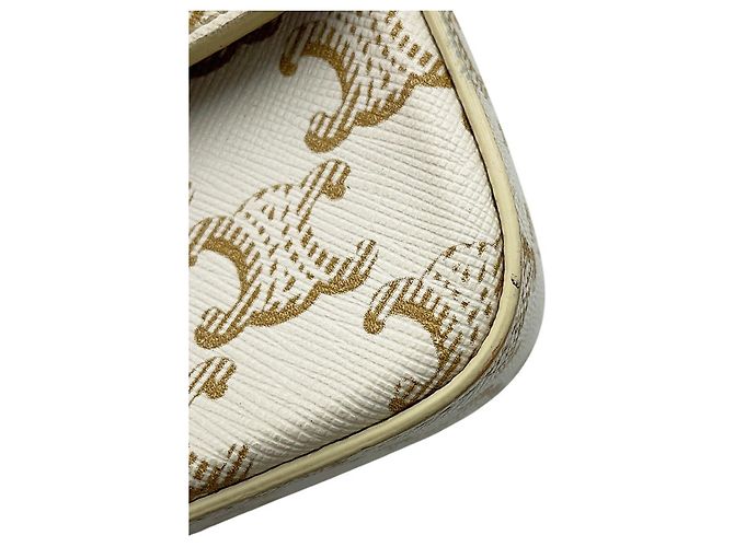 Céline Borsa a tracolla Celine Triomphe Claude Marrone Bianco - vista 7
