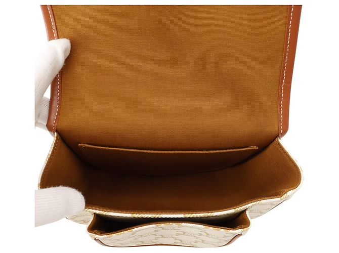 Céline Bolso de hombro Celine Medium Folco Triomphe Castaño Blanco - vista 6