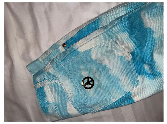 Jeans Moschino com estampa de nuvens Branco Azul - vista 3