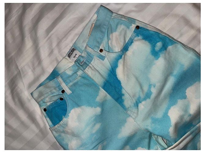Jeans Moschino com estampa de nuvens Branco Azul - vista 4