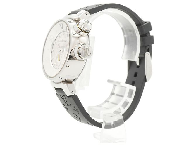 Reloj Louis Vuitton Tambour Diving Q131M Esfera Plateada - vista 2